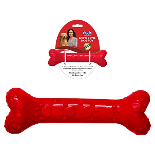 Drools Non-Toxic Rubber Dog Chew Bone Toy (Medium - 12.7 cm) | Red | Durable Chewing | Promotes Dental Health | Long-Lasting | Aids Weight Management