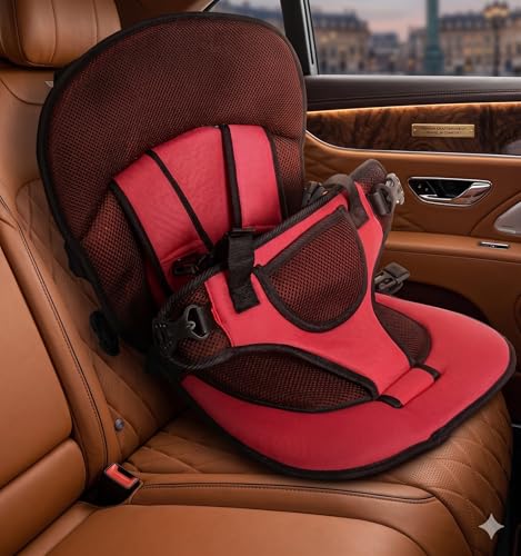 Duggu Kids Lightweight Travel Booster Seat, 5-Point Safety Harness, Mesh Ventilation Cushion, Adjustable Straps, Portable Child Seat for Cars, Comfortable Road Trip Essential