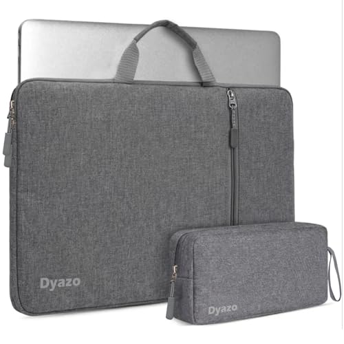 Dyazo 13.3 Inch Laptop Sleeve Case with Handle & Front Pocket and Charger Pouch Compatible for MacBook Air/Pro 14/ M2/M1, HP Envy 13, Chromebook & Notebooks (Grey)