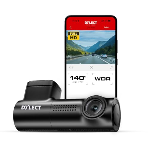 Dylect® Sense Classic 1080p Single Channel Dash Cam with Night Vision, 140° Wide-Angle Lens, G-Sensor, Loop Recording, Wi-Fi & App Control, Parking Mode Support, Supports 1TB