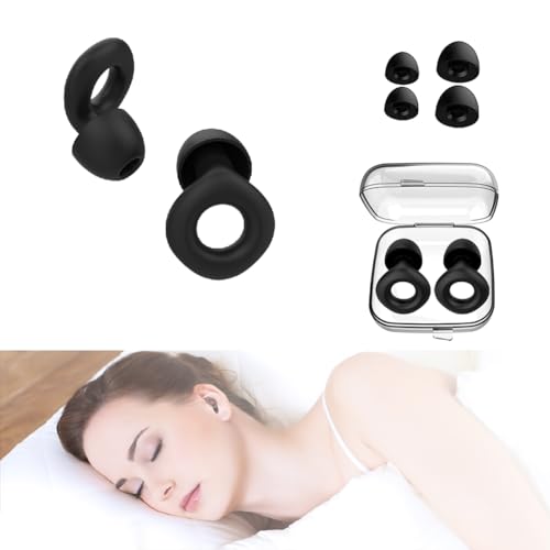 Ear Plugs for Noise Reduction, Reusable Earplugs for Sleeping,Silicone Ear for Sleep,Noise Sensitivity & Flights,4 Silicone Sleeves with Storage Box