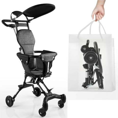 Earwig Foldable 3 in 1 Baby Stroller for Newborn to Toddler Lightweight Travel Stroller with Adjustable Recline Footrest Canopy Umbrella Portable Compact Kids Baby Chair Pushchair Ideal for Travel Outdoor Daily Use