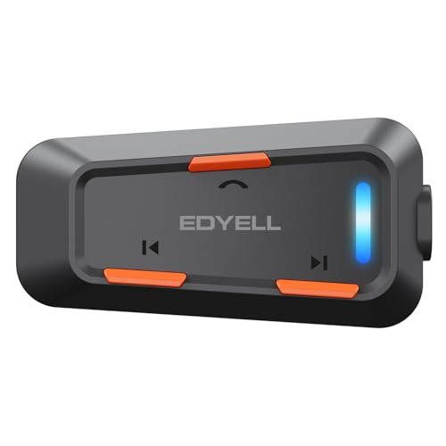 EDYELL Motorcycle Helmet Bluetooth on Ear Headset, Connects to 2 Phones at The Same Time Using Music & GPS, IPX5 Waterproof, Supports Android & iOS, Compatible with All Helmets (EMBH-C1)