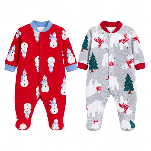 EIO Baby Romper Pack of 2 | Soft Cotton Sleepsuit Onesie for Newborn Baby Boys & Girls | Full Sleeve Jumpsuit Night Suit | Infant Clothing Set