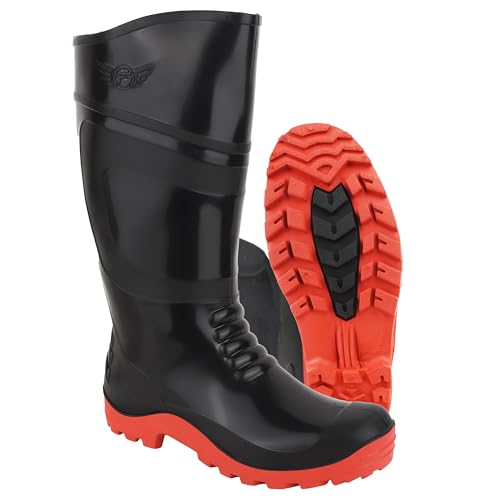 Elecant 15 inch Boot Flexible PVC, Puncture & Tear Resistant,Anti-Static,Anti-Slip,Oil/Water/Acid Resistance, GumBoot for Men's (RED)