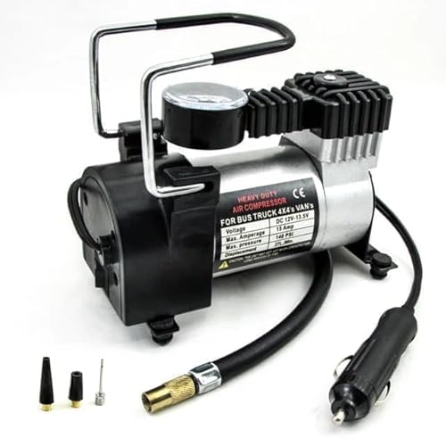 Electric Car Air Compressor with Pressure Gauge, 12V DC Portable Tyre Inflator Air Pump for Car, Trucks, Bus, Bike, Auto & Van,High Pressure Portable Air Compressor for Bike (BLACK)