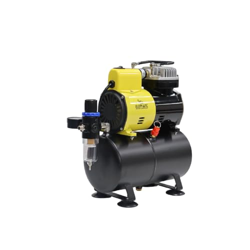 Elephant Single-Piston 3 Liter Single Cylinder Air Compressor with Pressure Regulator, Gauge & Filter for Makeup Cake Decorating, Tattoo, Face Body Painting Airbrushing (AS-186)