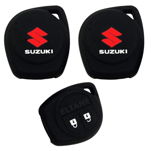 Eliane Silicone Car Key Cover 2 Button Compatible with Maruti Suzuki Baleno Grand Vitara XL6 Swift Brezza Ertiga Dzire Celerio Ciaz SX4 Ignis S Presso S Cross Fronx Alto Ritz (Black-2Pcs)