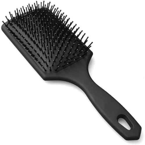ELITEWAVE Premium Professional Black Paddle Hair Brush Comb for Men and Women – Large Detangling and Styling Brush with Comfortable Grip, Ideal for All Hair Types, Reduces Frizz and Breakage.