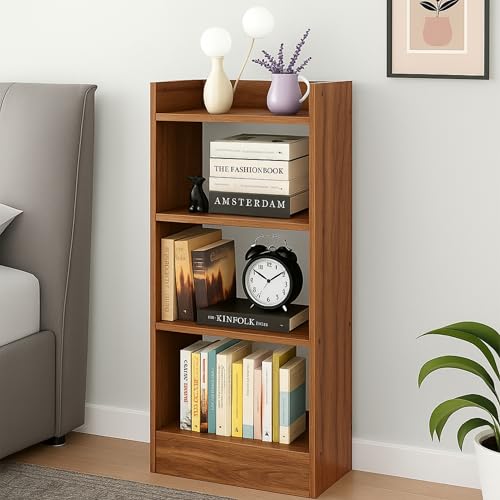 Enigmatic Woodworks Wooden Open Bookshelf Multipurpose for Home Rack Showcase Organizer for Living Room I Study Room I 4-Tier I Finish-Suede DIY (Walnut) 33 * 24 * 90 CM