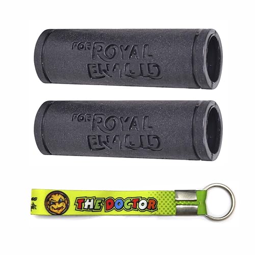 Erodian Handle Grip Rubber Compatible with RE Bikes All Models (Black Grip Cover) 2Pcs (1 Set) Left & Right Over Grip (1-Free Random 6 inch Keychain)