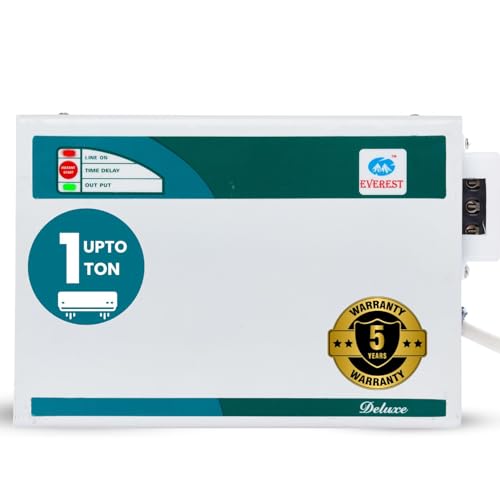 Everest EW 300 Deluxe Voltage Stabilizer Used Upto 1.5 ton AC | Convenient LED Indicator | Working Range : 170 V to 270 V | (White)
