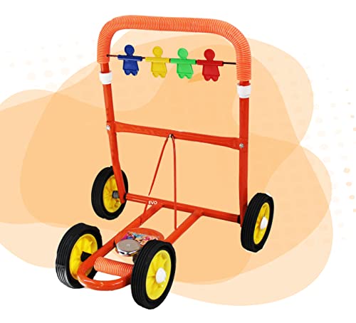 EVOHOME EVOSHINE My First Step Baby Walker For Kids 6-18 Months | Iron Reda Activity With Metal Frame | Adjustable & Foldable Walking Support | Baby Walker For Boys & Girls | Safe & Comfortable (Red)