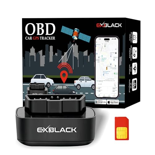 Exblack- OBD GPS Tracker for Car | Wireless, Plug and Play Device, with Crash, Anti-Theft, Towing, and Geofence Alerts, Vehicle Health Check, Odometer Reading, Driver Behaviour 1 Year SIM Data