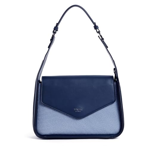 EXOTIC Premium® Unique Design Textured Flap Closure Hand Bag For Women (BLUE)