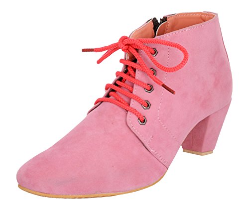 exotique Women's Pink Casual Lace Up Boot (EL0040PK-40)