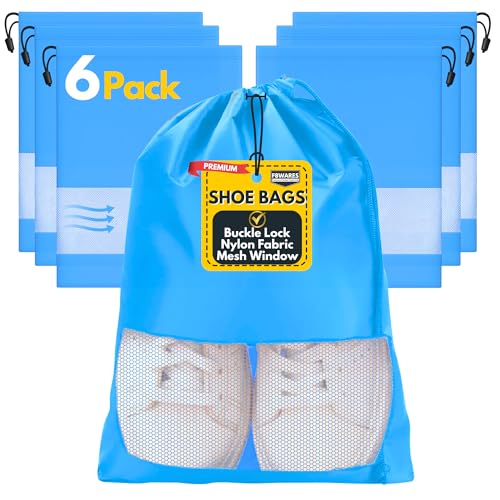 F8WARES Premium Fabric Shoe Bag for Travel & Storage Travel Organizer for Women & Men Travel Accessories Shoes Bag for Travel - Shoe Bags Pouches Travel Shoe Cover for Travelling (Sky Blue, Pack 6)