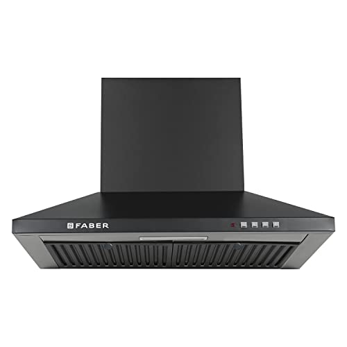 Faber Pluto 60 cm 1000 m³/hr Wall Mounted Kitchen Chimney | Baffle Filter | Push Button | LED Lights | 1 Year Comprehensive Warranty and 12 Years on Motor | Black | HOOD PLUTO PB BF BK 60