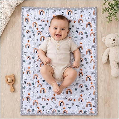 Fabrify 100% Cotton Newborn Baby Godadi, Baby Bed, Mattress, Rilka, Bedsheet Combo Set Soft Cotton godi, Godari, Baby Bed, Crib Sheet (0-6 Months, Multi Color)(70x50 CM, Sky Blue)
