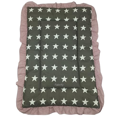 Fabrify 100% Soft Cotton New Born Baby Lacy Cotton Bed |Frill Mattress | Godari | Godali | Crib Sheet | Bedding Set | Godadi | Baby Mattress Grey White Star