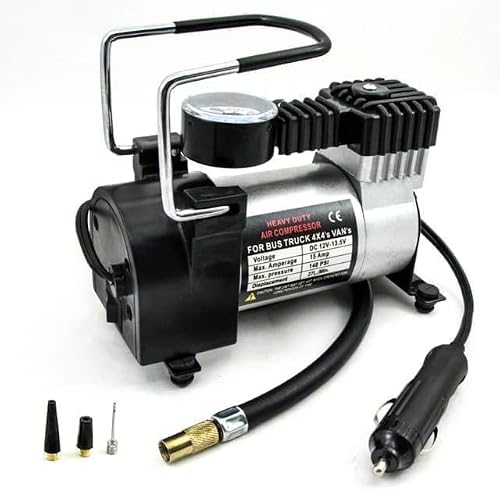 Fashion Air Pump,Car Pump Heavy Duty Metal Electric Car Compressor With Pressure Gauge, 12V DC Portable Tyre Inflator For Car, Trucks, Bus, Bike, Auto & Van, Single, 35 Liters Per Minute(A6)
