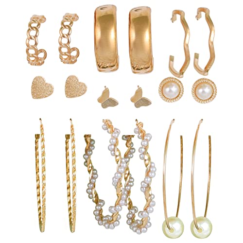 Fashion Frill Delicate Ad Geometric Gold Plated Stud & Drop Earring For Women Girls Western Stylish Latest Fancy Earrings Set Gift for Sister Combo (Bohemian)