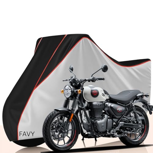 FAVY Waterproof Bike Cover Compatible with Royal Enfield Hunter 350 | Dust Proof & UV Protection Bike Body Cover | Wind Proof Elastic Bottom Motorcycle Cover