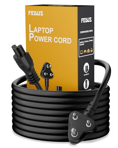 FEDUS 1M 3 Pin AC Laptop Power Cord Cable Notebook Computer Replacement Charger Wire 18AWG Laptop Adapter Power Cable Charger Power Cord with Universal Mickey Mouse Connector