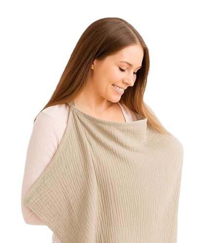Feeding Covers for Nursing Mom, Breathable Breastfeeding Cover with Rigid Hoop for Mother Nursing Apron, Multi-use Carseat Canopy (Summer Wheat)