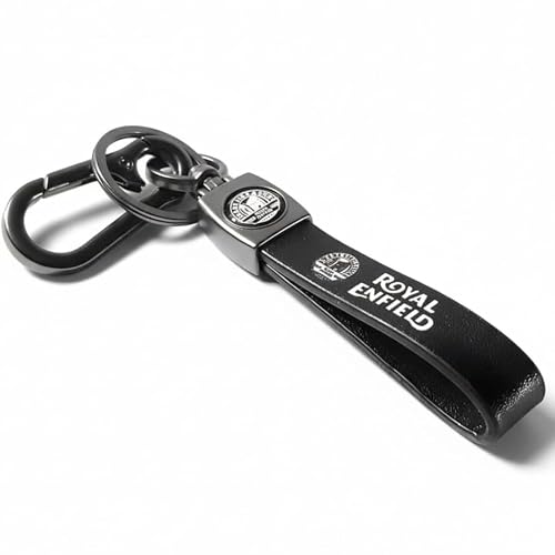 FernHaus Premium Leather Keychain Keyring with Metal Clip Lock Key Holder for Royal Enfield Bikes, Heavy Duty Keychain for All Royal Enfield Models Like Bullet, Hunter, Classic
