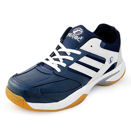 FEROC Fighter Non-Marking PU Badminton Shoes(10, Blue)