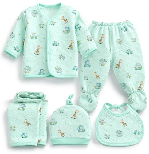 First Kick Presents New Born Summer Wear Baby Clothes 5Pcs Sets 100% Cotton Boys & Girls Unisex Cotton Suit Clothes First Gift Set for Newborn