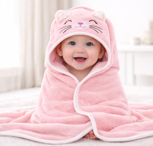 First Kick Ultra Soft Hooded Baby Bath Towel, Premium Absorbent Quick Dry Newborn Towel, Gentle on Skin, Infant Bath Towel for 0–2 Years, Baby Boys & Girls, Large Size