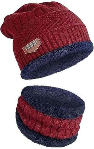 Fitness Mantra® Winter Sports Cap & Muffler for Men & Women| Beanie Cap| 1 Set| (Multicolor)