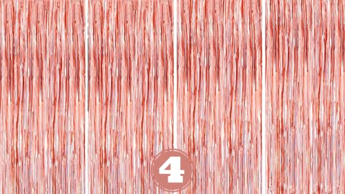 Flyloons Rose Gold Foil Curtains for Birthday Decoration items Pack of 4 Baby shower Anniversary, Marriage, Bachelorette Party celebration theme