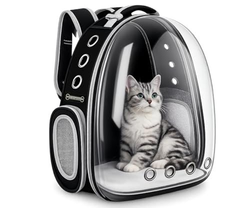 Foodie Puppies Astronaut Transparent Pet Carrier Backpack - (40L x 35W x 24H cm) for Travel, Hiking, Designed with Breathable Space, Ventilated, Airline-Approved, Sturdy Pad for Puppies & Cats