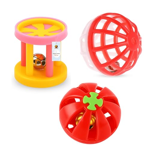 Foodie Puppies Interactive Cat Rattle Toy Combo - (3 Pcs Set) | Rolling Bell Toys for Cats, Kittens & Small Pets | Durable, Lightweight, Safe Plastic, Engaging Indoor Play Toy for Exercise & Fun
