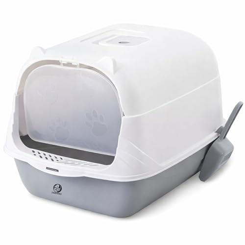 Foodie Puppies Litter Box with Scooper (Dome Cat Tray) (49 x 36 x 36 cm) | Training Cat Litter Tray for Small Cats & Kittens | Potty/Poo Training Box with Door & Handles