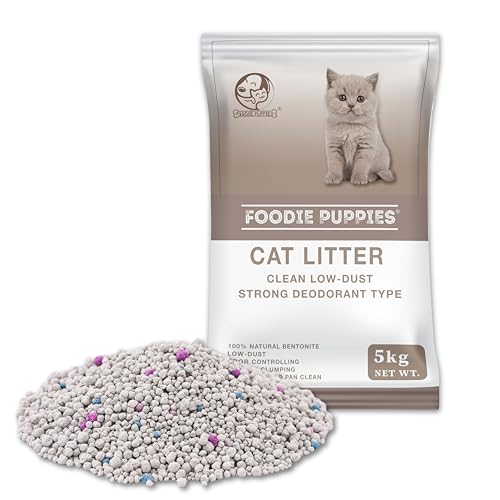 Foodie Puppies Natural Bentonite Cat Litter Sand - 5kg with Lavender Fragrance for Cats and Kittens | Clean Low-dust Strong Deodorant Litter Tray Refill with Odor Controlling and Instant Clumping