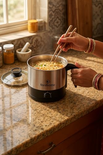 Freshome Multi Kettle 1.2 Litre Stainless Steel Electric Kettle for Boiling Water, Tea, Coffee, Maggi, Soup & Milk | Multipurpose Travel Kettle with Auto Cut-Off | Fast Heating Electric Pot
