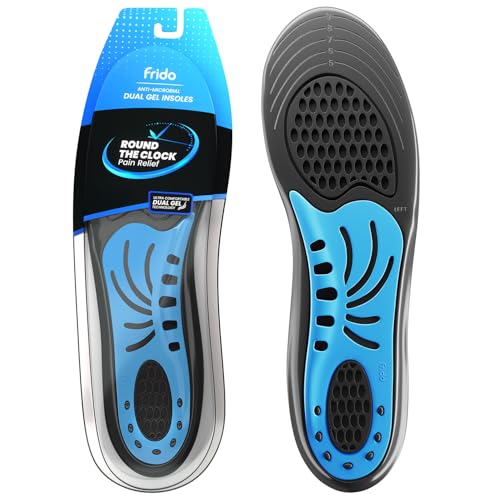 Frido Dual Gel Heavy Duty Trimmable Insoles | For Loose Shoes or Replacing Existing Insoles | Thick Shoe Inserts | Extra Comfort and Support | Proudly Made in India | (Size 5-8 UK) - Pack of 1 Pair
