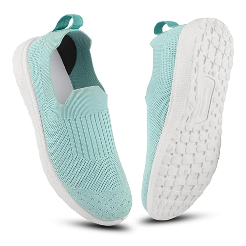 FUEL Florina Women’s Lightweight Slip-On Sports Shoes with Breathable Mesh & PVC Sole (Blue,8UK)
