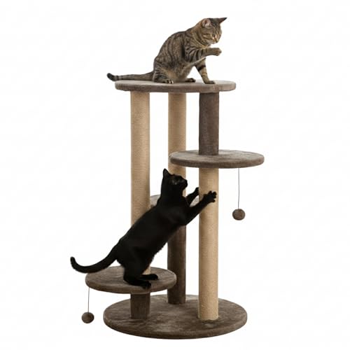 FURRLOVERS Multi-Level Cat Tree with Scratching Posts and Platforms (Brown - FURR-11)