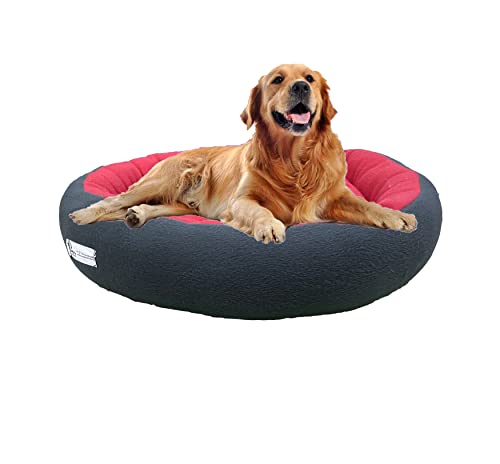Furry Land Premium XL Size Dog bed for XL dogs and puppies Anti skid bottom washable Orthopedic Big dog/cat Beds Red/Black