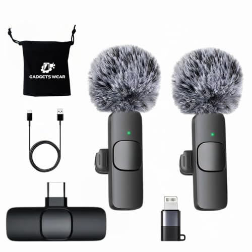 GADGETSWEAR AI K9 Furry Wireless Lavalier Microphone, Bluetooth Clip-On Mic for Only Type-C Android, Noise Cancelling Collar Mic for YouTube, Podcast, Vlogging, Video Recording,Content Creation
