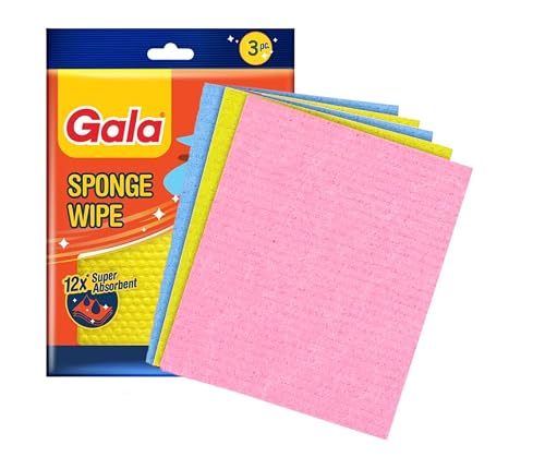 Gala Sponge Wipe for Kitchen, Kitchen Cleaning Sponge,Biodegradable Cellulose Material for Kitchen and Home Cleaning (3 Pcs Pack)