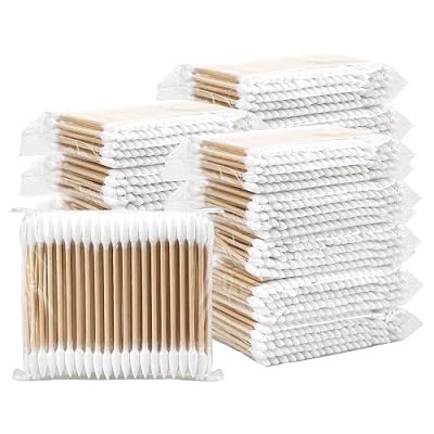 Gantrix 100 PCS Wooden Cotton Ear Buds Pure Cotton Swabs for Ear Cleaning Baby Care Makeup Craft Personal Hygiene Double Tip Bamboo Wooden Stick Ear Cleaner Multipurpose Daily Use Buds