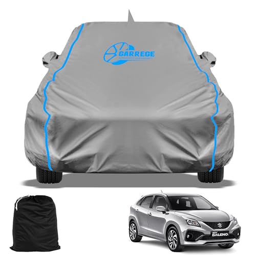 GARREGE Baleno Car Cover Waterproof with Free Bag and All Weather for Car Cover,100% Waterproof Outdoor Car Covers Rain Snow Uv Dust Protection. Custom Fit, Grey