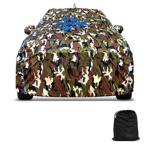GARREGE Swift 2018 2024 2025 2026 Swift Car Body Cover Waterproof with Mirror for Antenna Pocket and Soft Cotton Lining (Full Bottom Elastic Triple Stitched) (Jungle Print with Blue Piping) Style