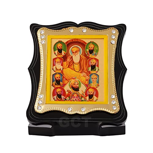 GCT Sikh Ten Guru's (J002-8-A) Sikh Religious Acrylic Frame for Car Dashboard (L*B*H- 2.6 x 1.2 x 3 Inches)